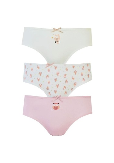 3Lü Kız Çocuk Külot Pamuklu Baskılı Esnek Rahat Slip