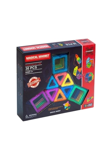 Magical Magnet , Mıknatıslı, Manyetik 3 Boyutlu , Yapı Ve Tasarım Lego Eğitim Seti, 30 Parça
