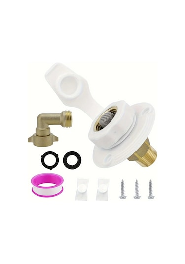 Xuweiwei Black 1 Set Rv Tatlı Su Girişi Çek Valfli Pirinç Bağlantı 3/4 Nh Dişi 1/2 Npt Erkek Flanj Karavan Tekne