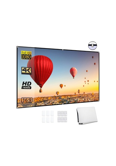 Lemestar 80 İnç Taşınabilir Hd Projektör Ekranı 16:9 Projeksiyon Ekranı Katlanabilir Daya Çok Renkli-10