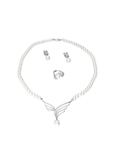 Chavin Inci Gümüş Kolye Küpe Yüzük Takım Set Ds34