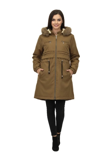Baglan Kadın Kapüşonlu İçi Peluş Mont Bgl-st05027 Taba