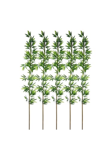5li Set Yapay Bambu Sopası 20 Yapraklı 190cm Yapay Çiçek Bambu Duvarı Separatör Çiçeği Yapay Çiçek