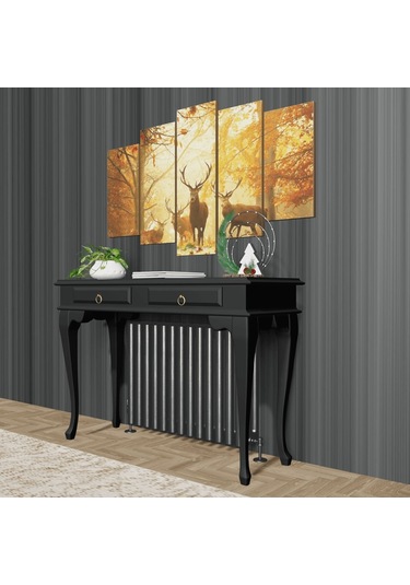 Roys Ahşap 130 Cm Siyah Çekmeceli Petek Üstü Yüksek Dresuar Siyah