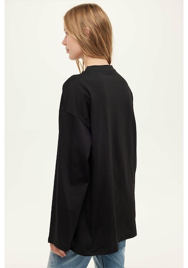 Manuka Geniş Uzun Kollu Oversize Tshirt Siyah