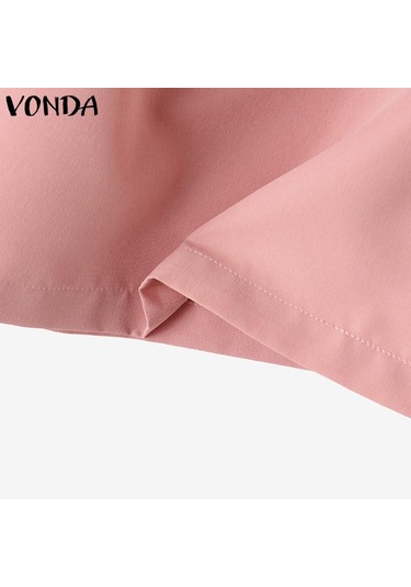 Vonda Kadın Yaz Yuvarlak Yaka Kolsuz Düğmeli Düz Renk Günlük Tank Pembe