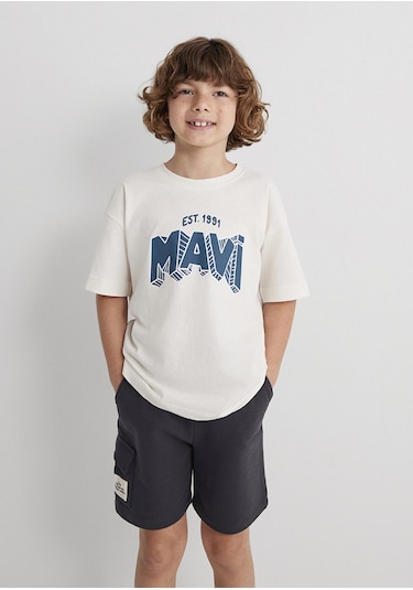Mavi Oversize Kırık Beyaz Erkek Çocuk T-shirt M6610339-70057 Kırık Beyaz