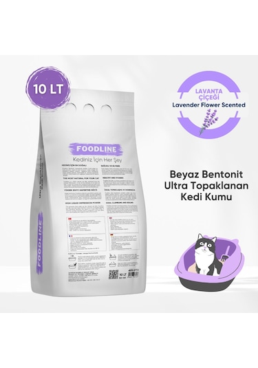 Foodline Lavanta Kokulu İnce Taneli Bentonit Topaklaşan Kedi Kumu 10 L
