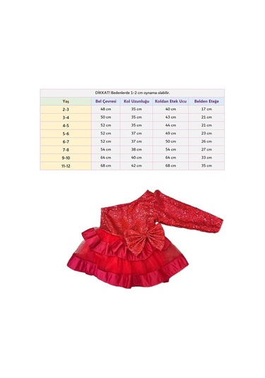 Mashotrend Kırmızı Payetli Kurdelalı Tek Omuz Abiye - Çocuk Abiye Kırmızı