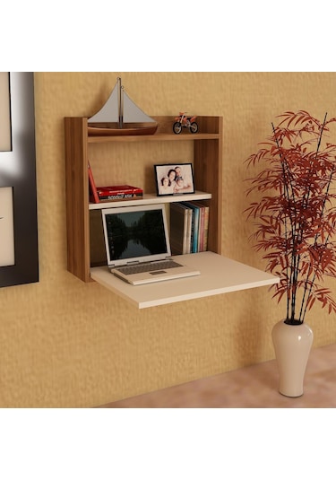 Dekorister Laptop Çalışma Masası Beyaz-Ceviz