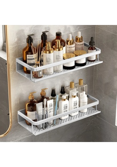 Banyo Rafı 30/40/50 Cm Mutfak Duvar Rafı Duş Tutucu Depolama Beyaz
