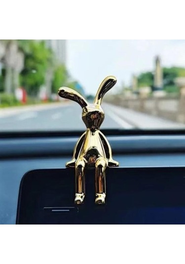 Altın 2/4 Adet Uzun Kulak Tavşan Heykelcik Uv Galvanik Yapıştırıcı Oturan Tavşan Şekilli Kalıp Oyuncak Heykeli Araba Pano 4pcs