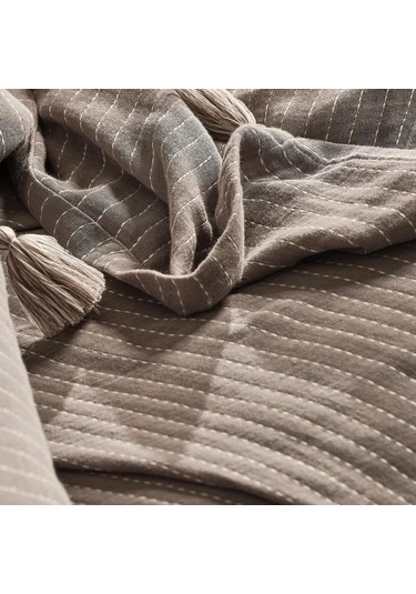 Jakarlı Müslin Yatak Örtüsü Çift Kişilik Costa Vizon