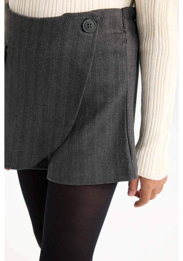 DeFacto Kız Çocuk Desenli Şort Etek D6066A824WNGR103 Gri