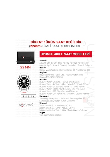 Novstrap Huawei Watch Gt5 46mm Gt5 Pro Gt4 46mm Gt3 46mm Gt3 Pro Gt3 Se Gt2 Uyumlu Kordon Klasik Silikon 22mm