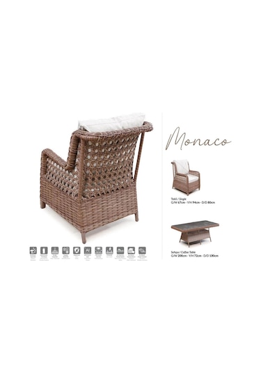 Diesse Home Monaco Rattan Kahverengi Bahçe Mobilyası Gri