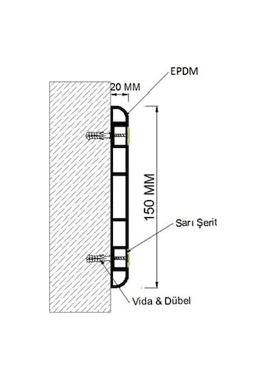 Otopark Kauçuk Duvar Koruma 15 X 300 Cm (534231051)