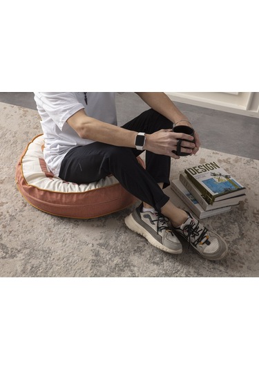 Good Vibes Yazılı Taşınabilir Dekoratif Yuvarlak Yer Minderi Puf