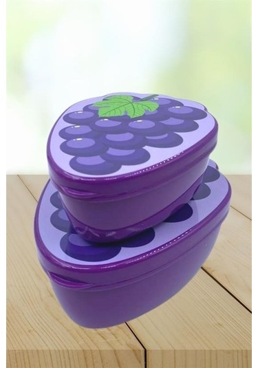 Buffer 2'li İç İçe Geçebilen Üzüm Model Saklama Ve Beslenme Kabı Seti 550 Ml + 250 Ml Çok Renkli