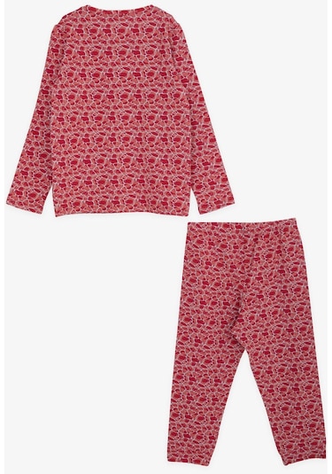 Macawı Kız Çocuk Pijama Takımı Karışık Desenli 3-7 Yaş, Pembe-pembe Pembe