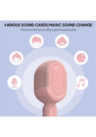 Ranyeek Kulaklık Ve Hoparlör Birleşik Mikrofon Zx-500: Kablosuz Bluetooth, Usb Şarjlı, Telefon İle Karaoke, Yüksek Kaliteli Ses, Kayıt Fonksiyonu Pembe