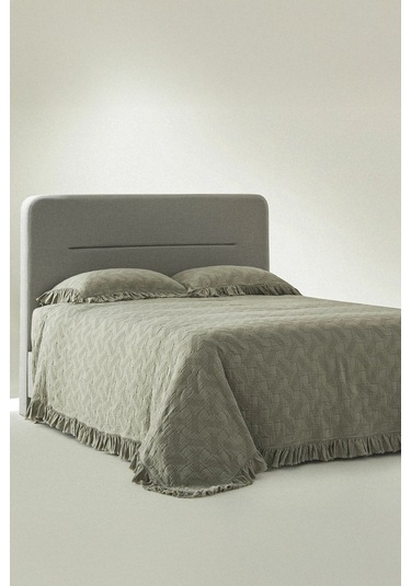 Ecocotton Tanya Açık Yeşil %100 Organik Pamuk Çift Kişilik Pike Yatak Örtüsü Takımı Açık Yeşil