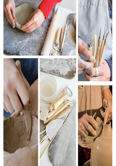 Plastik Ebeşuar Modelleme Seti 5 Li 1 Paket Plastik Kil Seramik Oyma Modelleme Modelaj Seti Heykel Oyma