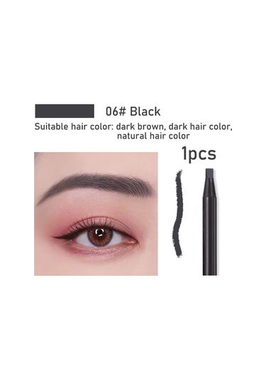 1 Adet Uzun Ömürlü Su Geçirmez Kaş Kalemleri Fırça İle Kapalı Kalıcı Makyaj 6 Black 0