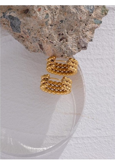 Novahub Altın Geometrik Paslanmaz Çelik Boncuk Küpe Kadınlar İçin Yepyeni Altın