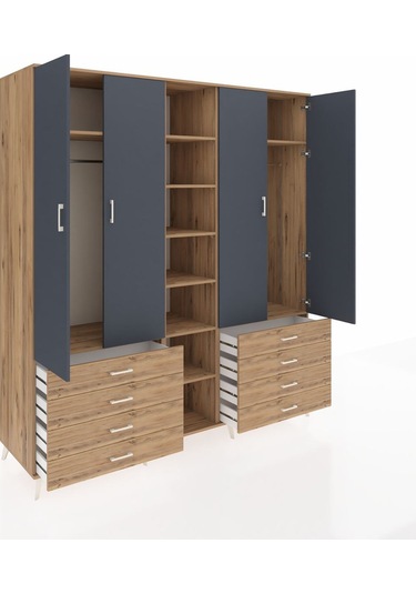 Kronos Dolap 10 Raflı 8 Çekmeceli 2 Askılı 220x59x243 Çam-antrasit/çam Antrasıt/atlas Çam Kronos Dolap 10 Raflı 8 Çekmeceli 2 Askılı 220x59x243 Çam-antrasit/çam Antrasıt/atlas Çam