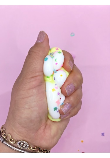 Pati Taba Squishy Kedi Pati Sıkma 7 Cm Pullu Pati Sukuşi - Sarı