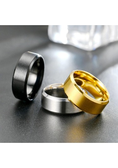 Beyaz Titanyum Çelik Mat Yüzük Melanin, Paslanmaz Çelik Erkek Fırçalanmış Yüzük Yüzük 13-6mm Beyaz