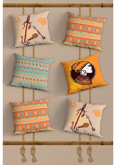 Belle Benoit Baskılı Dekoratif 6'lı Koltuk Kırlent Kılıfı Desen31