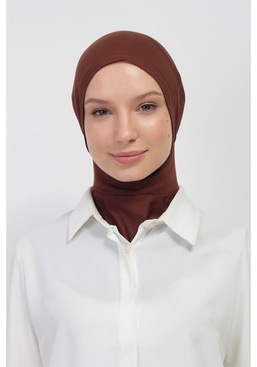 Pratik Esnek Likralı Boyunluklu Geçmeli Bone Çikolata