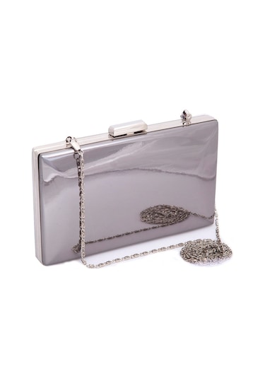 Lela Ayna Görünümlü Zincirli Bayan Abiye Çanta 347136Ayna L Platin