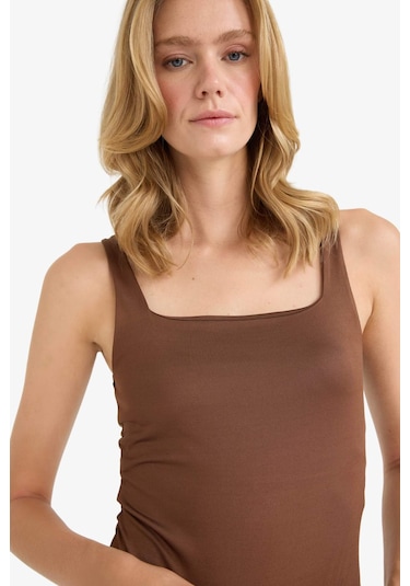 Defacto Kare Yaka Çıtçıtlı Body F9773ax25hsbn316 Kahve