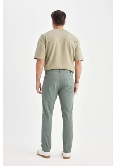 DeFacto Yazlık Gabardin Chino Kanvas Pantolon Slim Fit Dar Kesim Dar Paça Cepli B2089AX25SPGN826