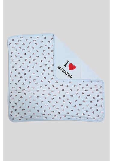 %100 Pamuklu Yenidoğan Çift Katlı Penye Bebek Battaniyesi Sb 514 Mavi Mavi