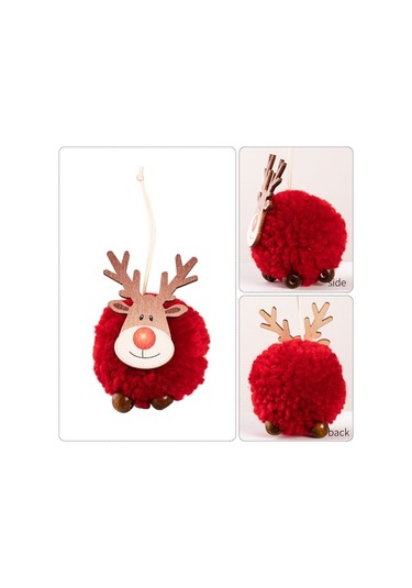 Fortunelane Kahverengi Yün Ahşap Geyik Şekilli Noel Ağaç Çiçeği, İç/dış Dekorasyon, Sevimli Stiliyle Noel Atmosferi Yaratır - 1 A Kahverengi