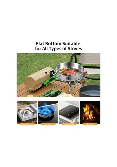 Createtech Uyumlu Tüm Tencereler İçin Skycıty Taşınabilir Set Paslanmaz Çelik Ocak Kampçılar İçin Hafif Gümüş 12 & Kh Gümüş