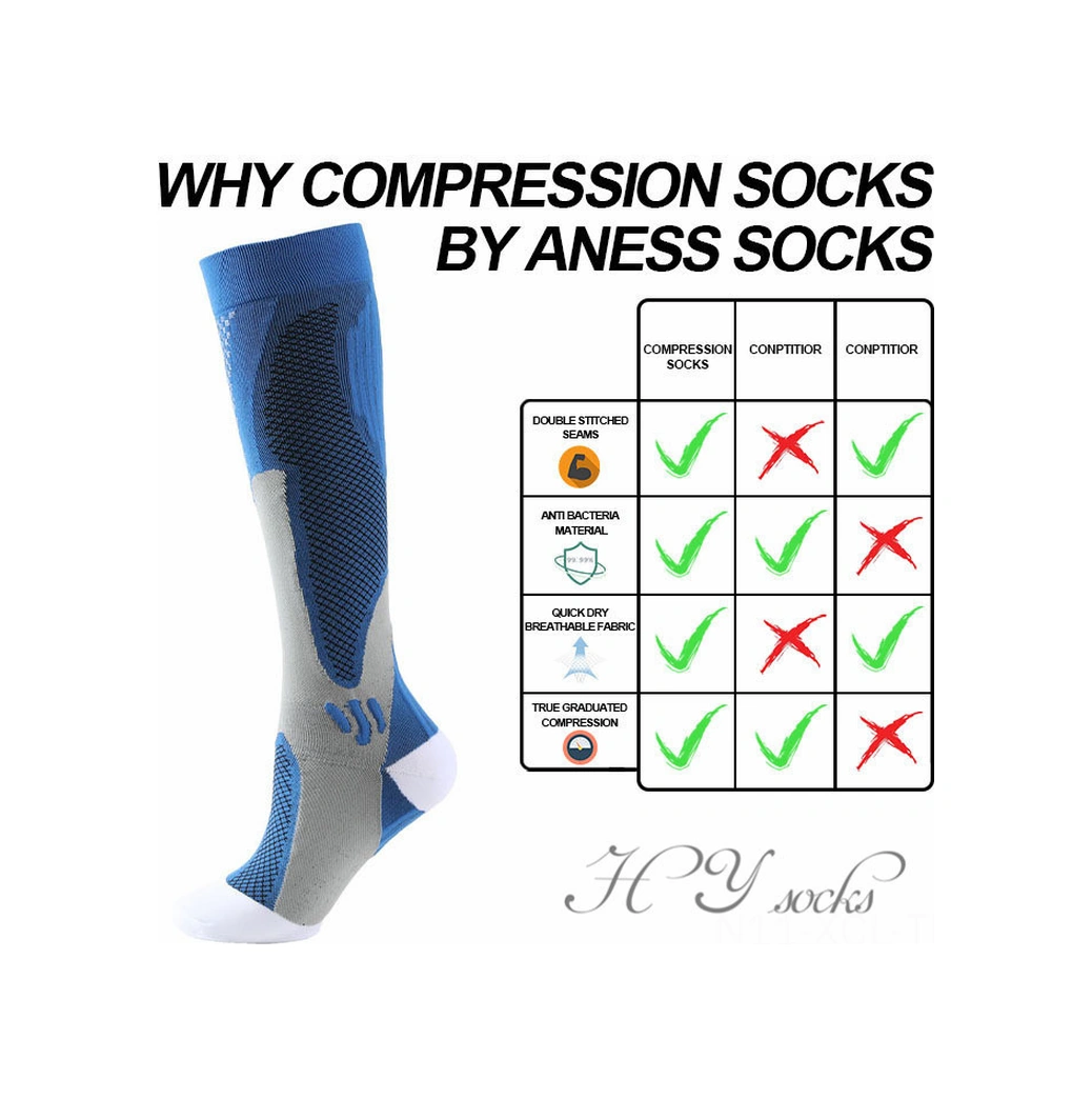 Konesam Siyah Kompresyon Çorap Sporcu Odaklı Elastik Uzun Bilekli Dayanıklı Yüksek Basınçlı Giyim M/s Beden Siyah