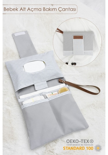 Mordesign Bebek Alt Açma Bakım Çantası, Anne Bebek Organizeri, Yıkanabilir, Kir Tutmaz, Junior Serisi, Gri Gri Zg975 Gri