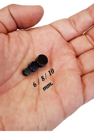 Chavin 10 Mm Bayan Erkek Mıknatıslı Siyah Çelik Küpe Df22sy-10 Siyah