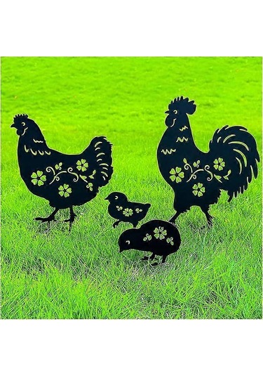 Metal Horoz At Yavru Kedi Yavru Köpek Kazıklar Açık Bahçe Çim Patio Dekorasyonhoroz