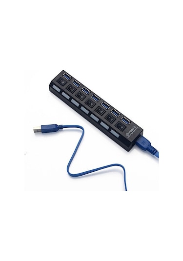 Triline 7 Port Adaptörlü Usb Usb 3.0 On Off Tuşlu Hub Çoklayıcı