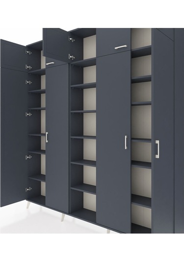 Arges Dolap 18 Raflı 9 Kapaklı 220x30x243 Antrasit-antrasit/antrasit Antrasıt/antrasıt