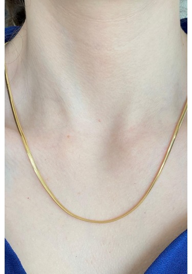 Zümrüt Sarraf 14 Ayar Yeşil Altın Kadın Tondo Ezme Zincir Kolye N11.47505