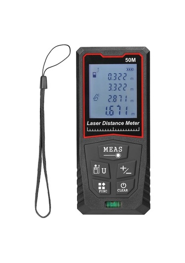 50 Metre Lazer Mesafe Ölçer: Yüksek Hassasiyetli, Alan/hacim Hesaplama, Trigonometrik Ölçüm, Aaa Pil İle Çalışır Pil Hariç