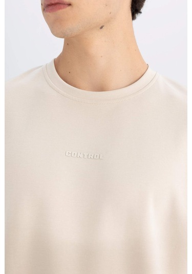 DeFacto Regular Fit Bisiklet Yaka Baskılı Ağır Kumaş Kısa Kollu Tişört C6139AX24AUBG734