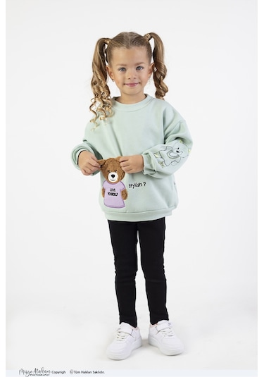 Kız Çocuk Orta Kalınlıkta Baskılı Örme Basic Taytlı Alt Üst Takımı 001